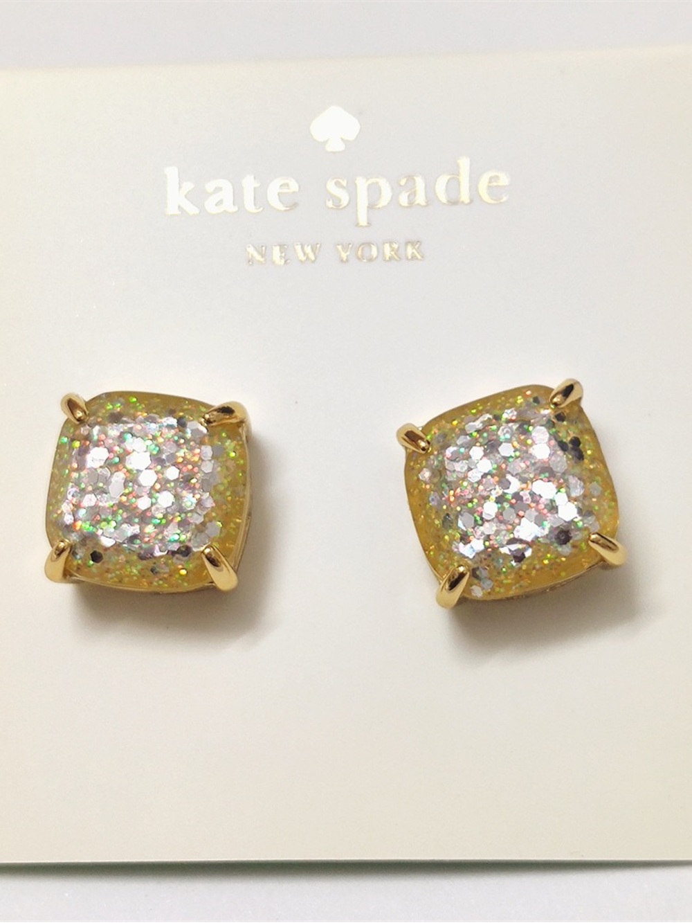Kate Spade Square Stud Earrings Multi Color Bling Fashion Jewelry Gift for Women